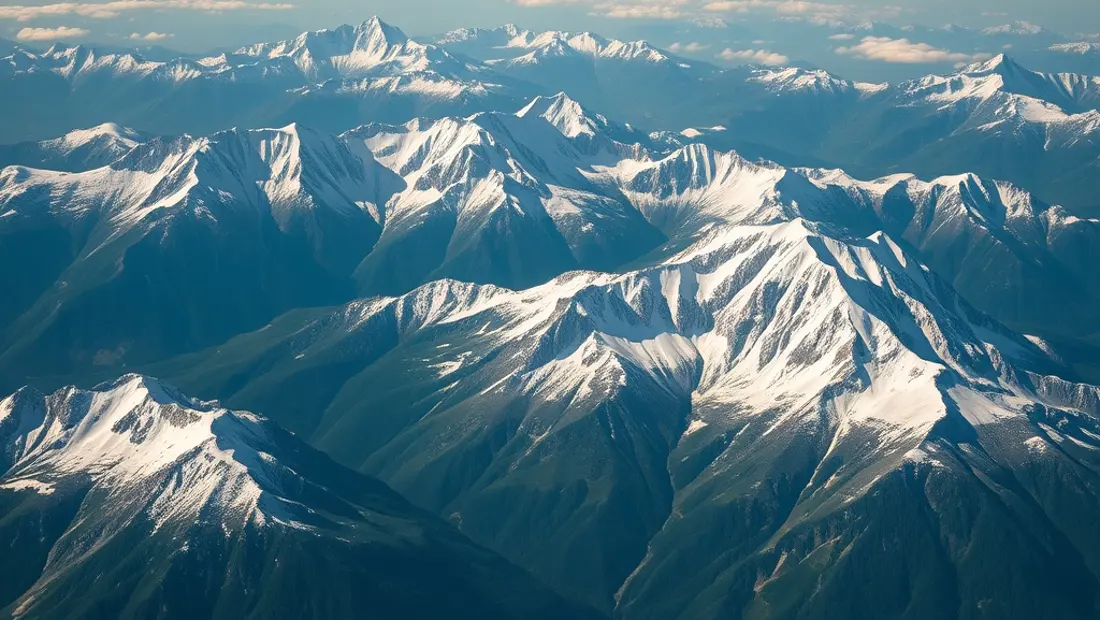 Berge im Alpenraum mit Schnee und Grün.