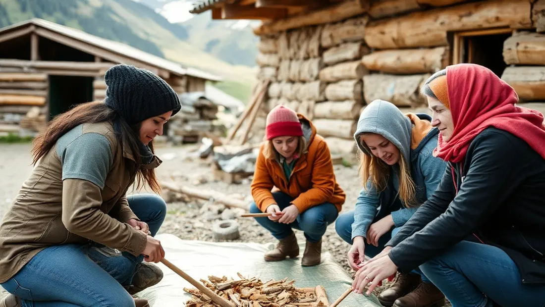 Menschen aus verschiedenen Alpenländern arbeiten zusammen.