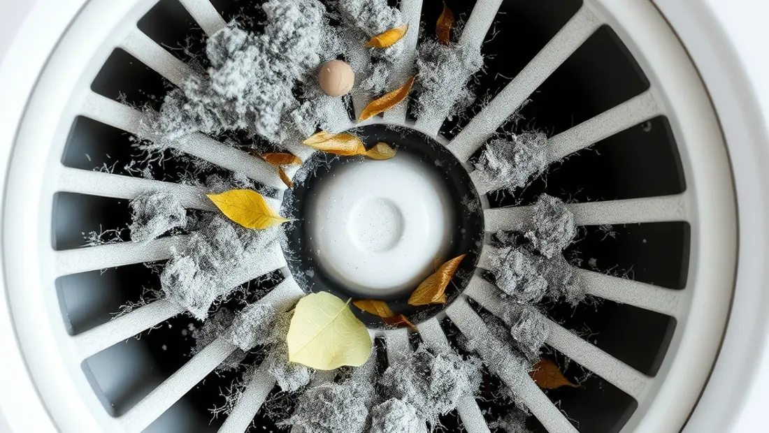 Filtre des Badlüfters mit Staub und Blättern