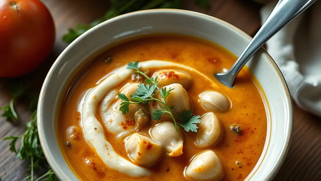 Eine frische Bechamelsauce in einem Saucebehälter