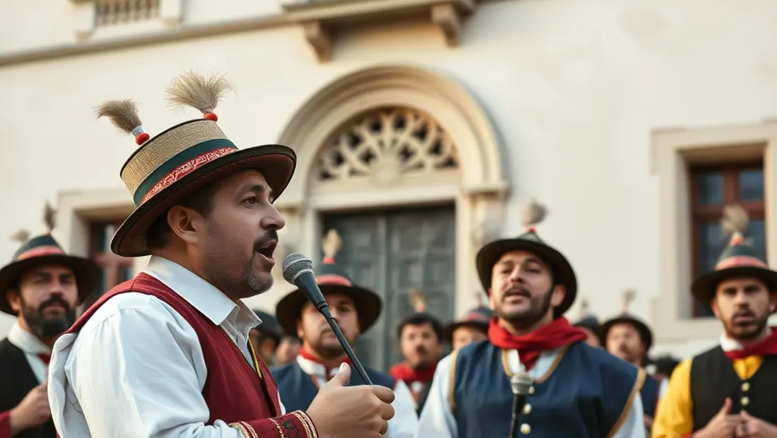 Chorgruppe vor historischem Gebäude