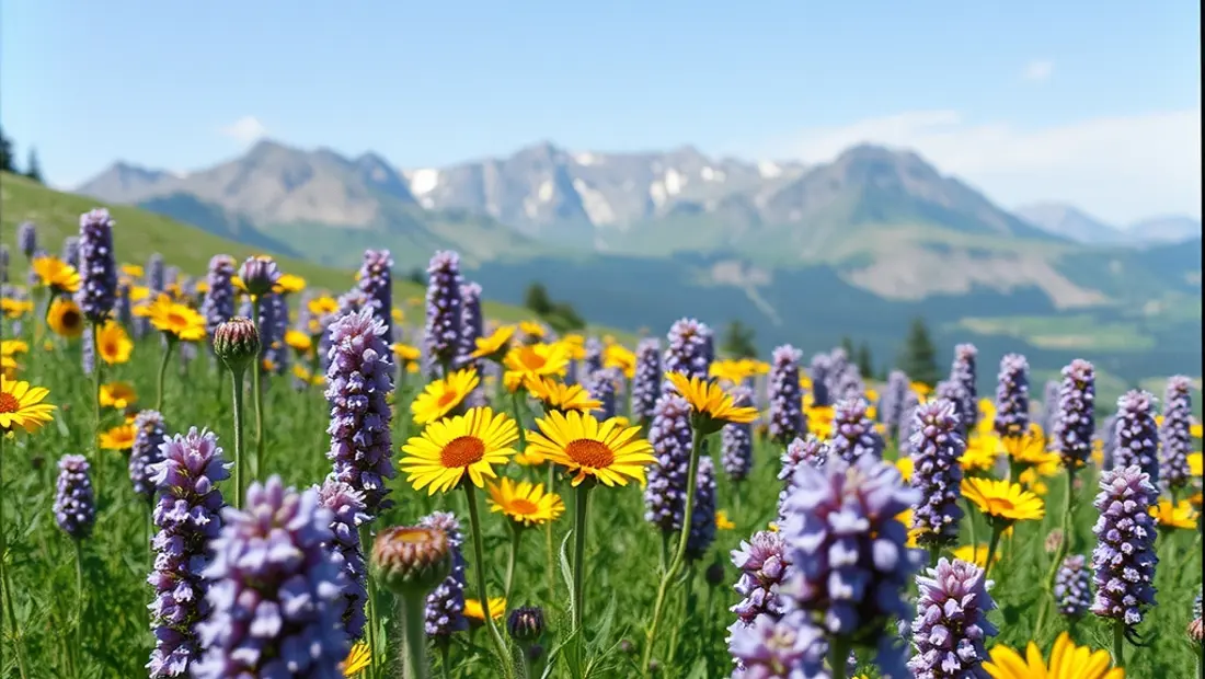 Sonnenblumenfeld in der Landschaft.