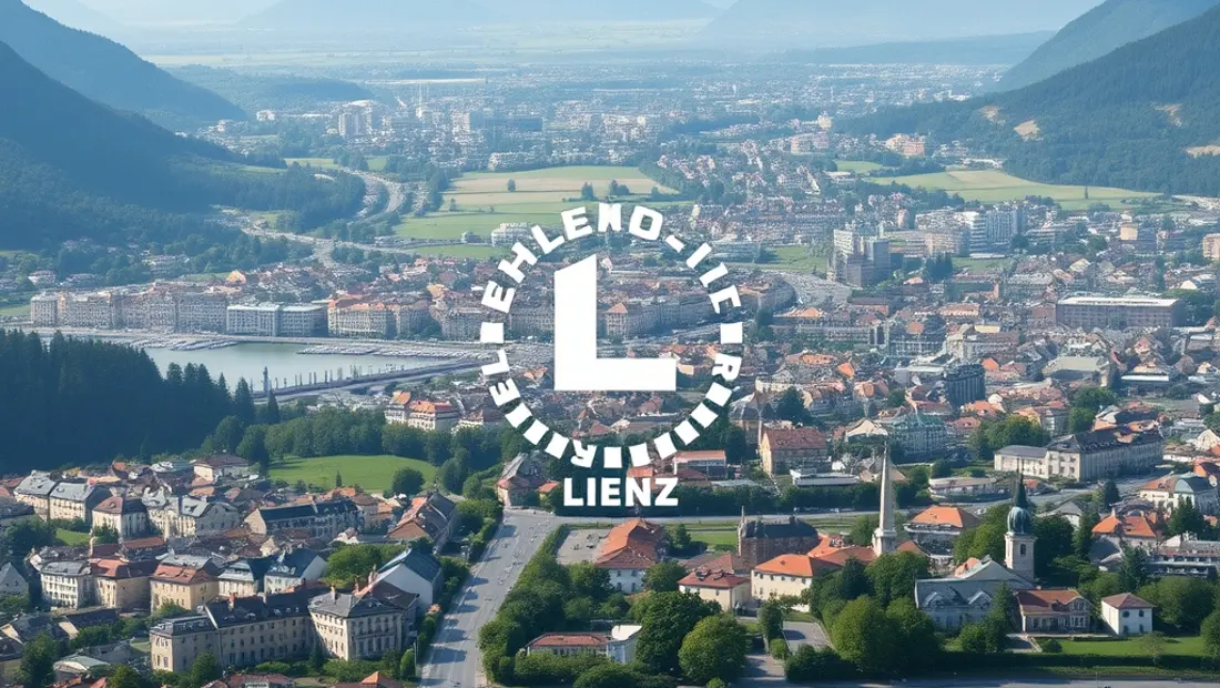 Blick auf die Stadt Lienz mit Ehrenring-Plakette