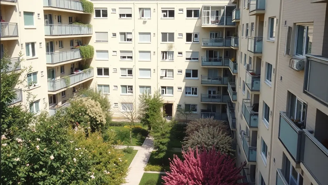 Blick auf das Gemeinschaftswohnen mit Garten und Blumen