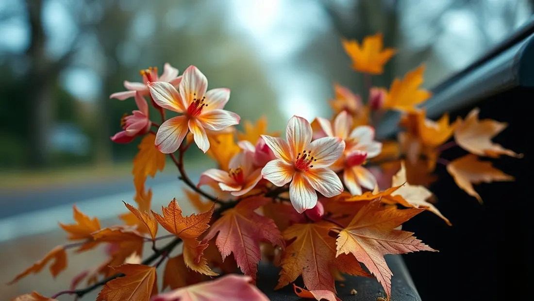 Herbstliche Blumen auf einem Sitzbank