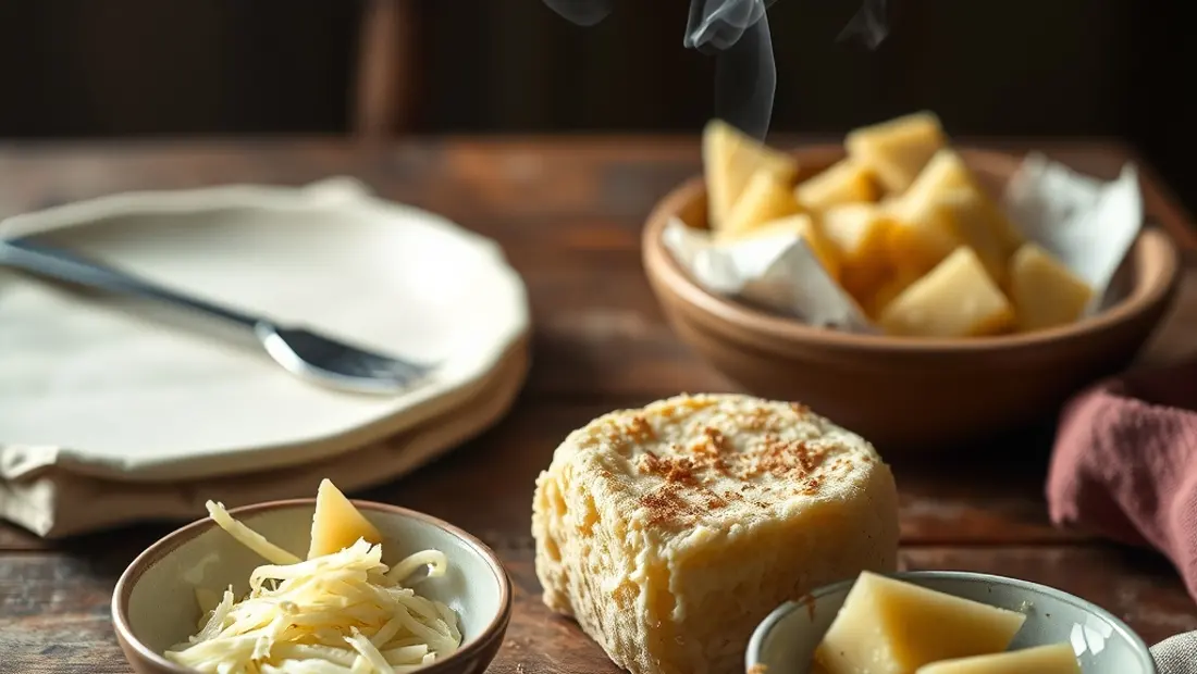 Kaspressknödel auf einem Holztisch