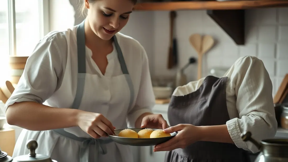 Frau bereitet Kaspressknödel in einer traditionellen Küche