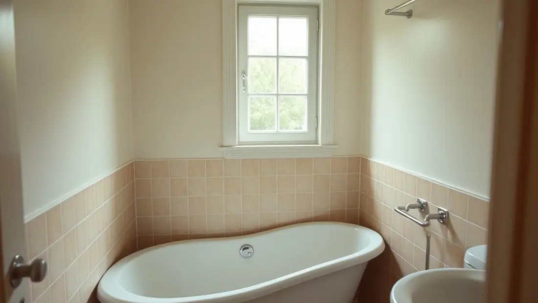Badezimmer mit einer kleinen Fensteransicht
