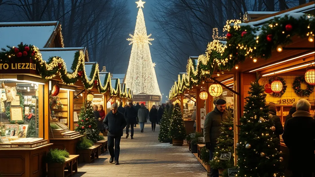 Weihnachtsmarkt mit Lienzer Lebzelt und Lichtern.