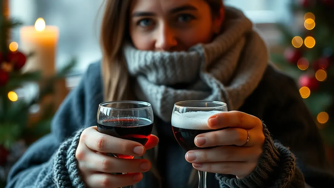 Mensch mit heißem Lienzer Lebzelt und Glühwein.