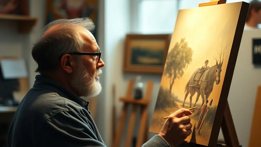 Maler in einem hellen Atelier