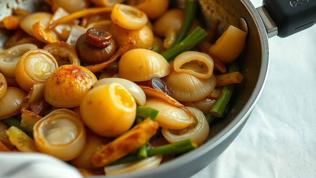 Gekochter Mangold mit Zwiebeln und Schalotten