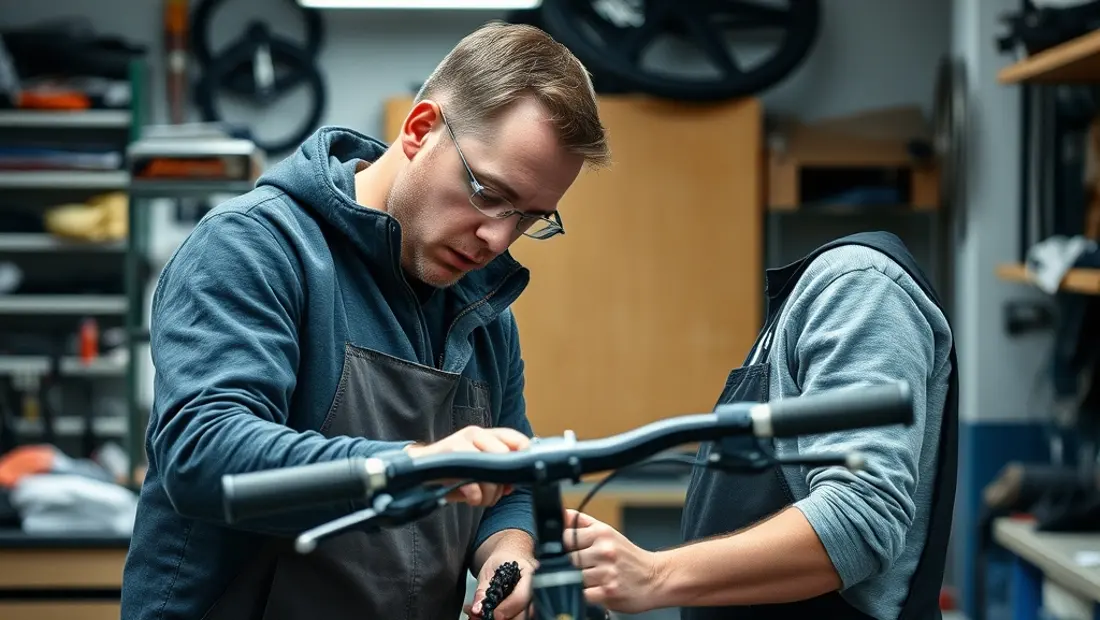 Nachhaltige Arbeit, Fahrrad-Reparatur, Zusammenarbeit.