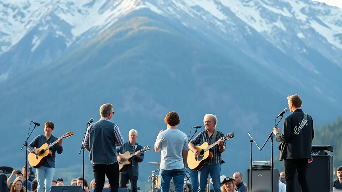 Musiker auf einer Freiluftbühne im Osttiroler Bergland