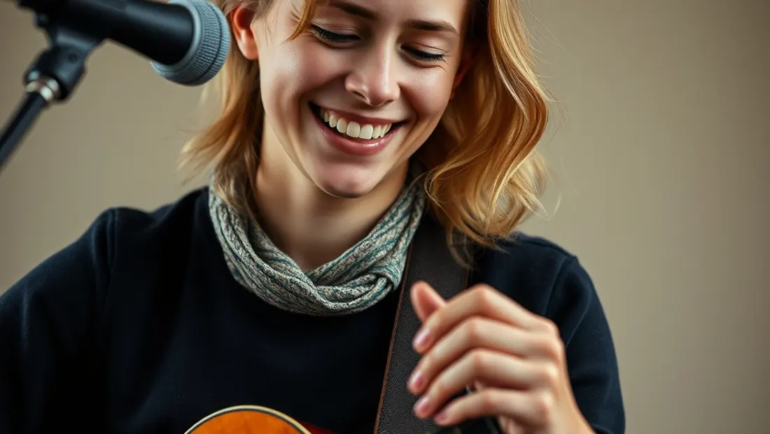 Mensch spielt eine Musikinstrumente mit Freude.
