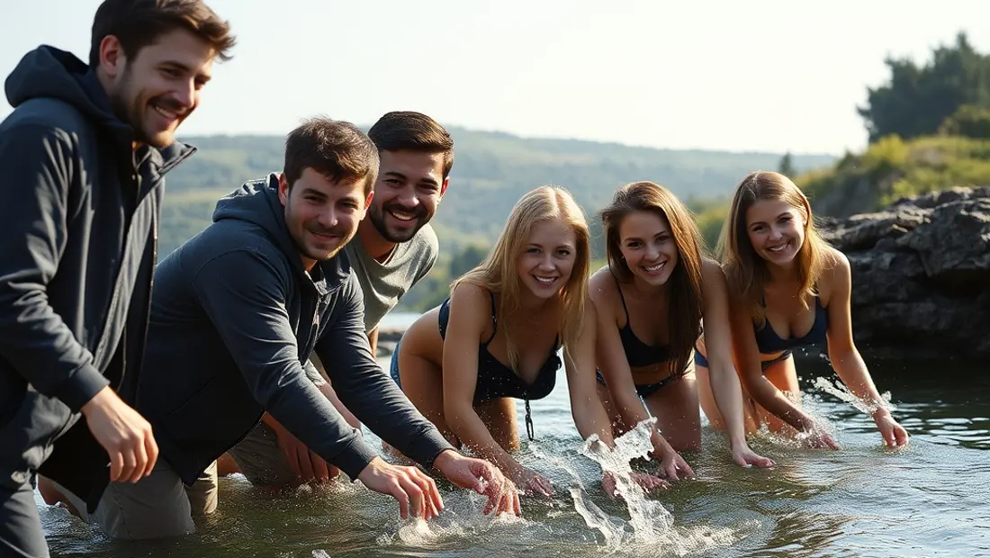 Ein Gruppe von Freunden oder Kollegen halten sich die Hand
