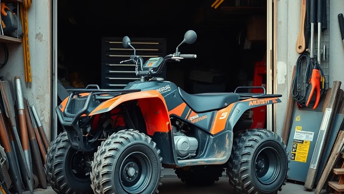 Ein gebrauchter Quad-ATV im Lager