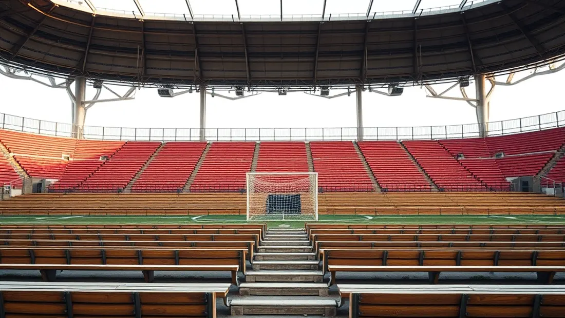 Stadion nach einem Fußballspiel