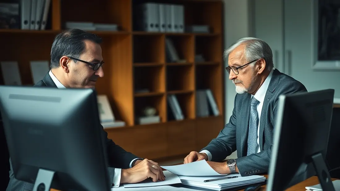 Bureau de travail avec ordinateur et documents
