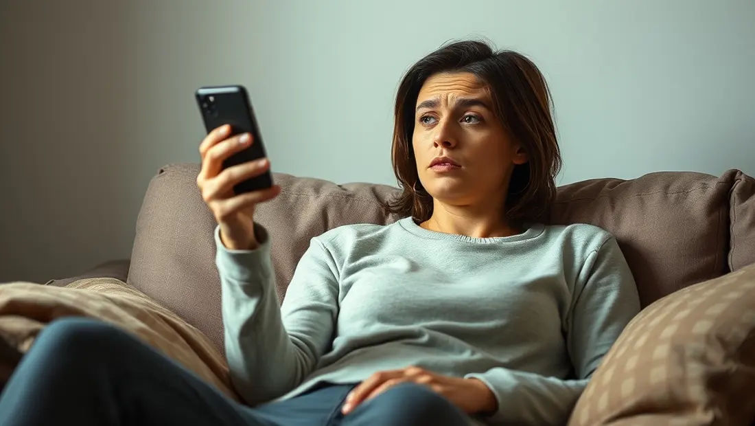 Person mit verärgertem Gesicht vor dem Tablet