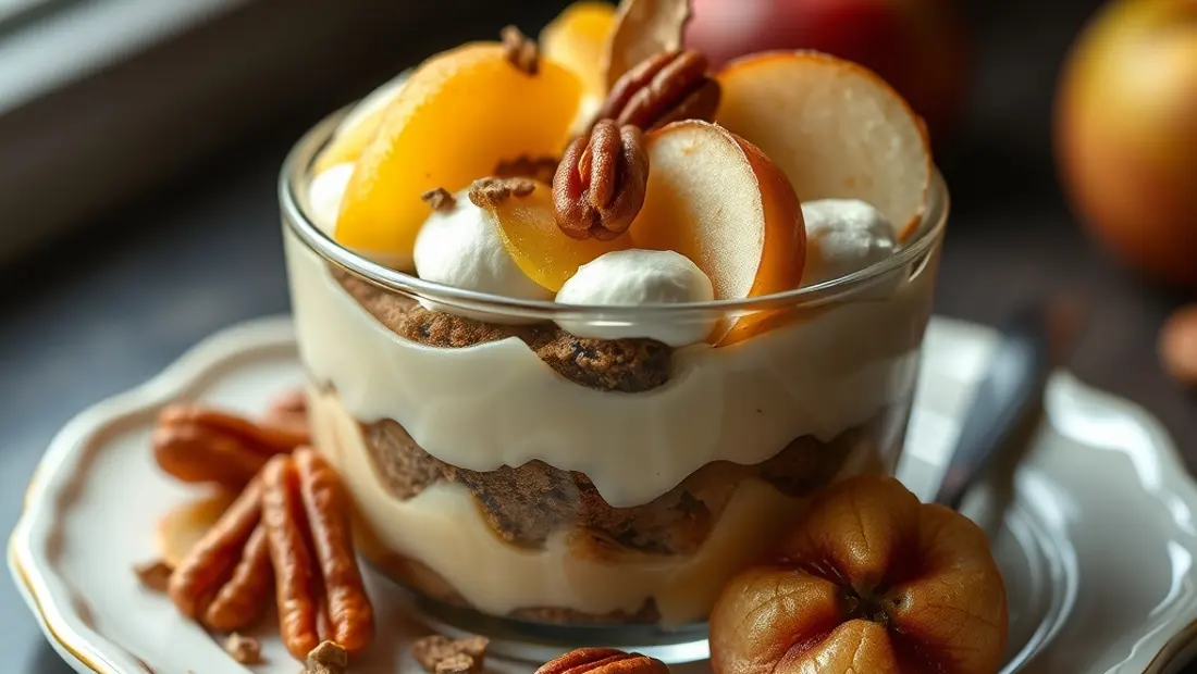 Tiramisu à l'apfel mit Nüssen und Früchten