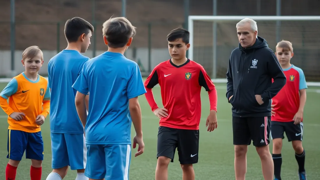 Fußballtrainer beobachtet seine Schützlinge.