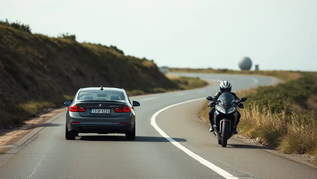 Schwungrad einer BMW auf einer Straße