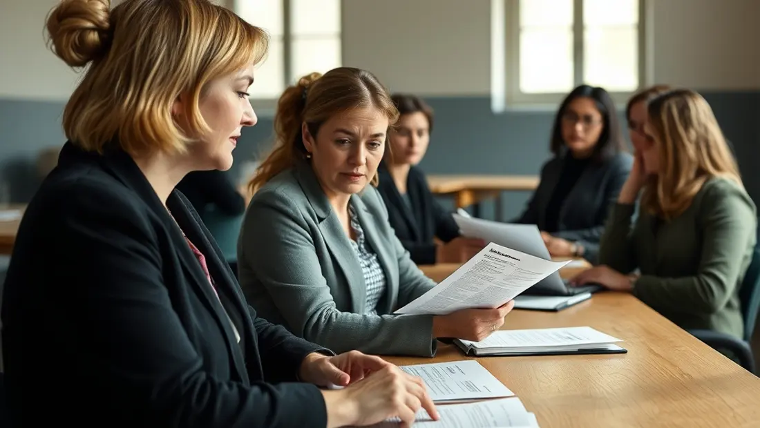 Frauen besprechen Dokumente in einer Landwirtschaftssitzung