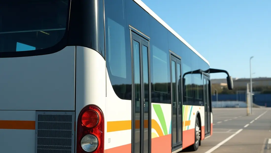 Ein Wasserstoffbus mit Solarpaneelen auf der Rückseite.