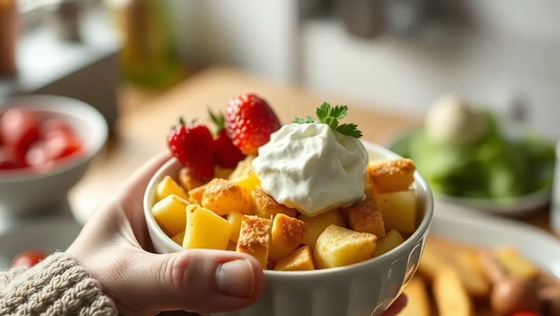 Person mit Kaiserschmarrn in der Hand